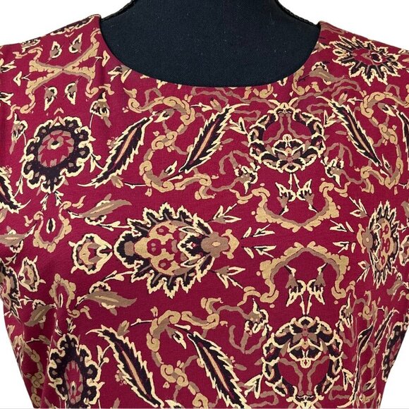 Peruvian Connection Red Floral Pima Cotton Sleeveless Sheath Dress Size L - Picture 6 of 9